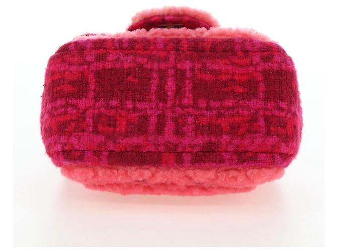 Borsa a tracolla CHANEL Mini Matelasse 17 in tweed Pink Gold CC Auth 200776SAM Rosa D'oro - vista 5