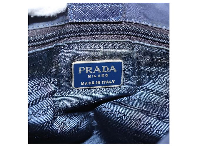 Bolsa de Ombro com Corrente PRADA Nylon Navy Gold Auth 203877 Dourado Azul marinho - vista 18