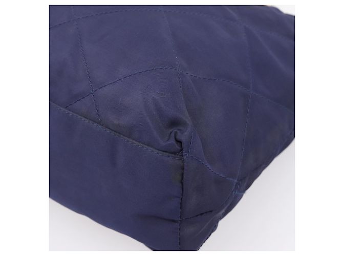 Bolsa de Ombro com Corrente PRADA Nylon Navy Gold Auth 203877 Dourado Azul marinho - vista 9