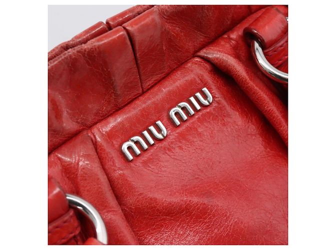 Borsa a mano Miu Miu Vitellolux 2way Red Gold Auth 204332V Rosso D'oro - vista 21