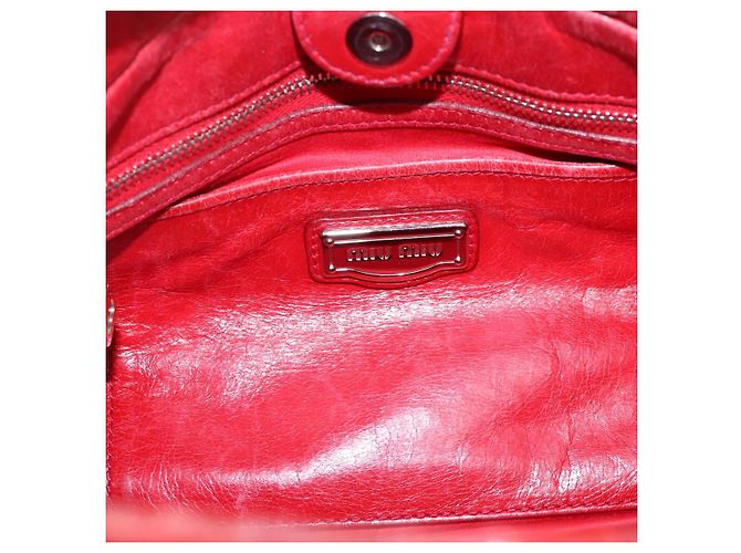Borsa a mano Miu Miu Vitellolux 2way Red Gold Auth 204332V Rosso D'oro - vista 23