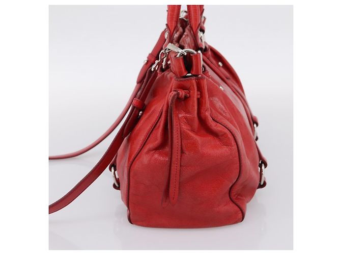 Borsa a mano Miu Miu Vitellolux 2way Red Gold Auth 204332V Rosso D'oro - vista 4
