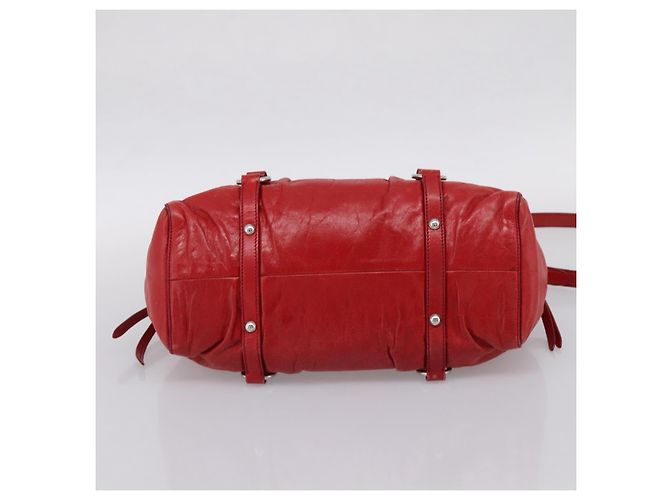 Borsa a mano Miu Miu Vitellolux 2way Red Gold Auth 204332V Rosso D'oro - vista 5