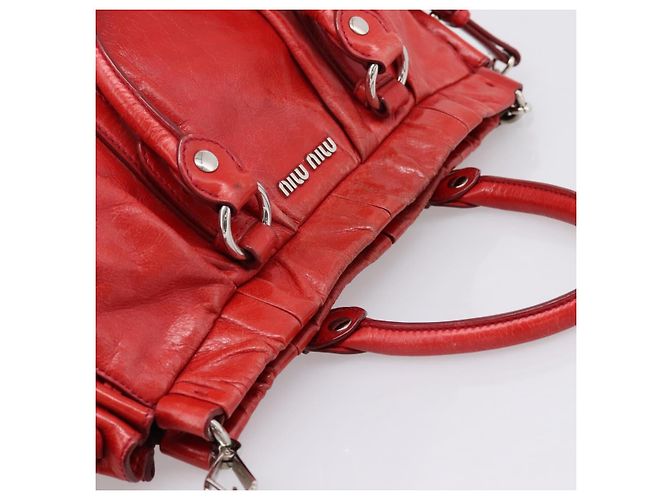 Borsa a mano Miu Miu Vitellolux 2way Red Gold Auth 204332V Rosso D'oro - vista 6