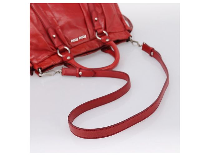 Borsa a mano Miu Miu Vitellolux 2way Red Gold Auth 204332V Rosso D'oro - vista 8