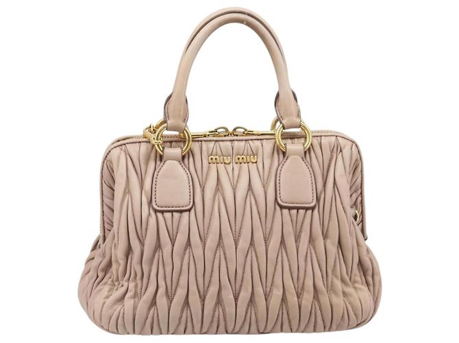 Borsa a mano Miu Miu Matelassé in pelle 2way Beige Tono Oro Auth 167614M - vista 13