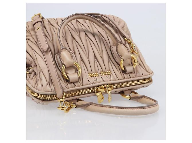 Borsa a mano Miu Miu Matelassé in pelle 2way Beige Tono Oro Auth 167614M - vista 14