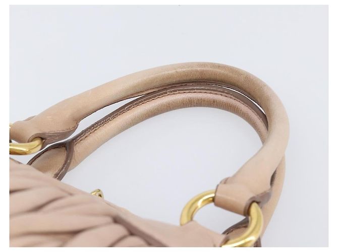 Borsa a mano Miu Miu Matelassé in pelle 2way Beige Tono Oro Auth 167614M - vista 15