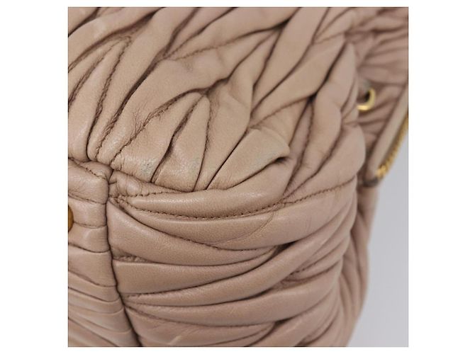 Borsa a mano Miu Miu Matelassé in pelle 2way Beige Tono Oro Auth 167614M - vista 19
