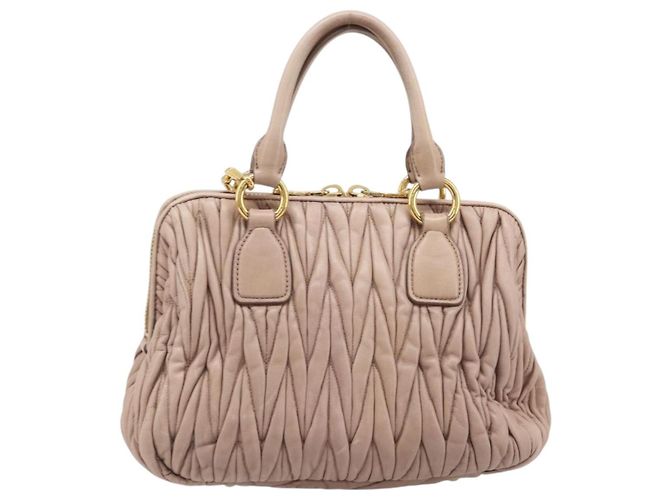 Borsa a mano Miu Miu Matelassé in pelle 2way Beige Tono Oro Auth 167614M - vista 2