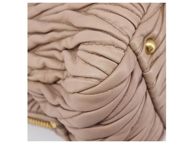 Borsa a mano Miu Miu Matelassé in pelle 2way Beige Tono Oro Auth 167614M - vista 20