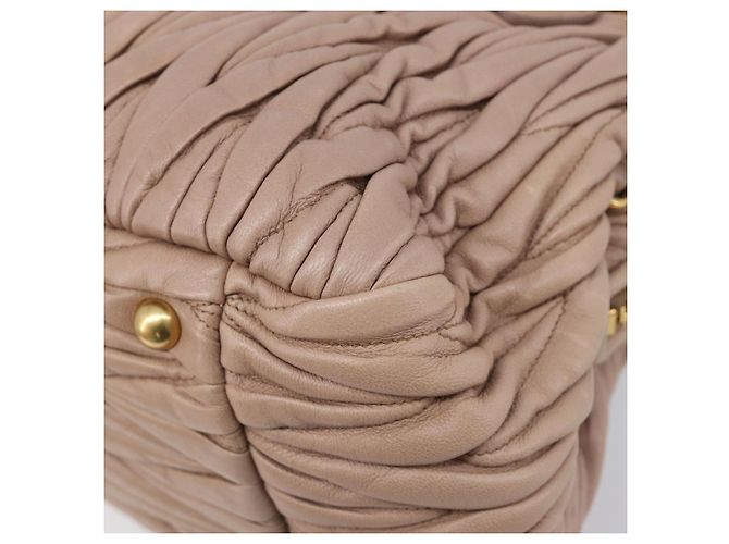 Borsa a mano Miu Miu Matelassé in pelle 2way Beige Tono Oro Auth 167614M - vista 21