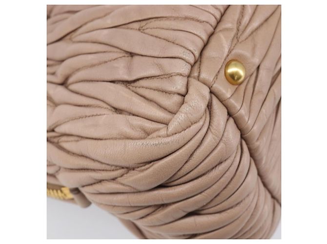 Borsa a mano Miu Miu Matelassé in pelle 2way Beige Tono Oro Auth 167614M - vista 22
