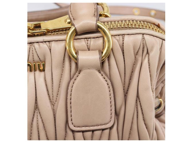 Borsa a mano Miu Miu Matelassé in pelle 2way Beige Tono Oro Auth 167614M - vista 25