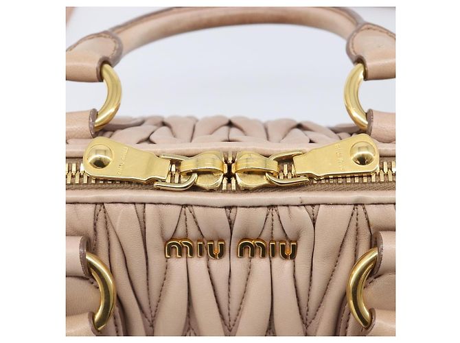 Borsa a mano Miu Miu Matelassé in pelle 2way Beige Tono Oro Auth 167614M - vista 26
