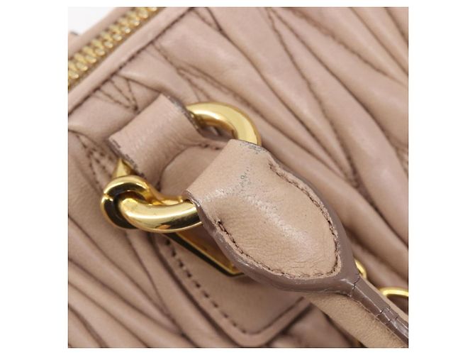 Borsa a mano Miu Miu Matelassé in pelle 2way Beige Tono Oro Auth 167614M - vista 27