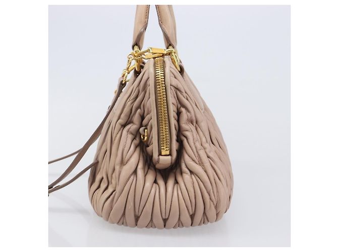 Borsa a mano Miu Miu Matelassé in pelle 2way Beige Tono Oro Auth 167614M - vista 3