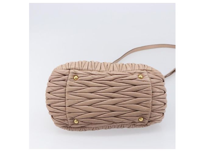 Borsa a mano Miu Miu Matelassé in pelle 2way Beige Tono Oro Auth 167614M - vista 5