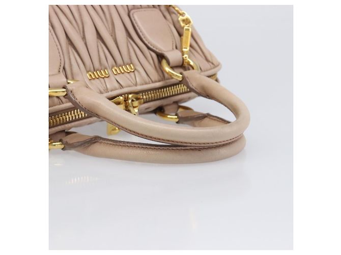 Borsa a mano Miu Miu Matelassé in pelle 2way Beige Tono Oro Auth 167614M - vista 6