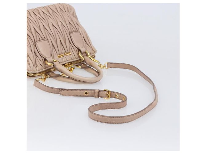 Borsa a mano Miu Miu Matelassé in pelle 2way Beige Tono Oro Auth 167614M - vista 8