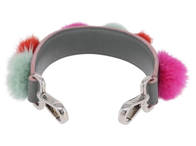FENDI Strap Leather Multicolor Silver Auth 203712M Prata Multicor - vista 2