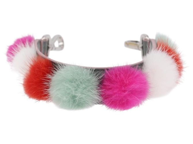 FENDI Strap Leather Multicolor Silver Auth 203712M Prata Multicor - vista 3
