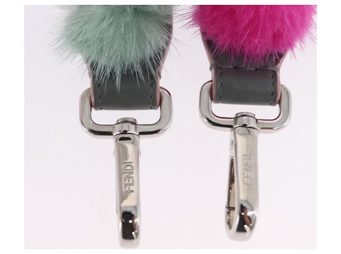 FENDI Strap Leather Multicolor Silver Auth 203712M Prata Multicor - vista 7