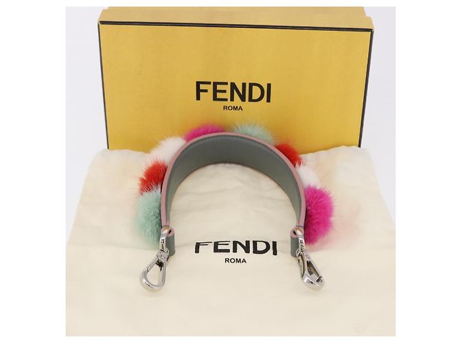 FENDI Strap Leather Multicolor Silver Auth 203712M Prata Multicor - vista 8