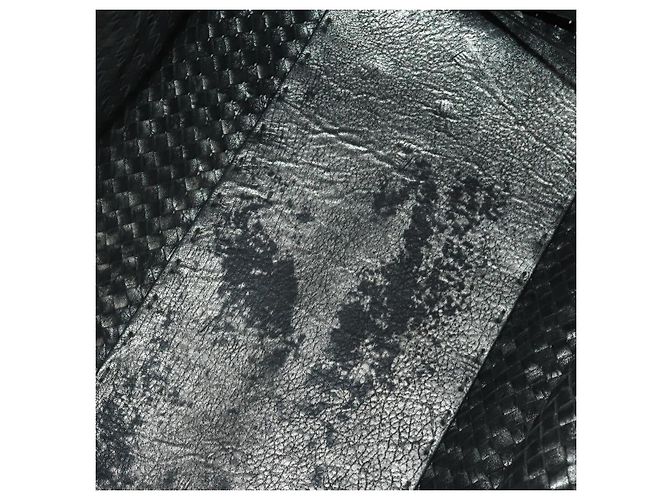 Borsa BOTTEGA VENETA INTRECCIATO in pelle nera argento Auth 201995 Nero - vista 10