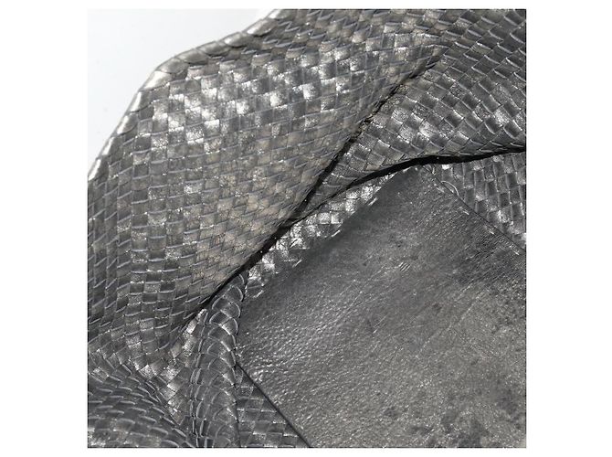 Borsa BOTTEGA VENETA INTRECCIATO in pelle nera argento Auth 201995 Nero - vista 11