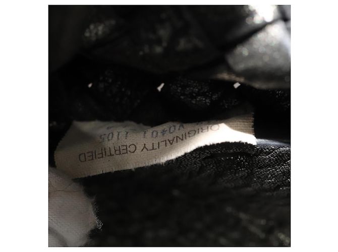 Borsa BOTTEGA VENETA INTRECCIATO in pelle nera argento Auth 201995 Nero - vista 12