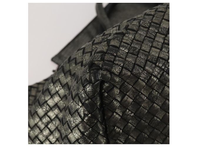 Borsa BOTTEGA VENETA INTRECCIATO in pelle nera argento Auth 201995 Nero - vista 14