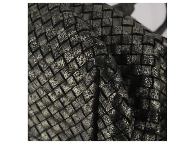 Borsa BOTTEGA VENETA INTRECCIATO in pelle nera argento Auth 201995 Nero - vista 15