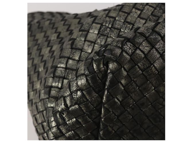 Borsa BOTTEGA VENETA INTRECCIATO in pelle nera argento Auth 201995 Nero - vista 16