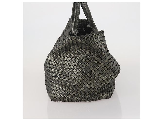 Borsa BOTTEGA VENETA INTRECCIATO in pelle nera argento Auth 201995 Nero - vista 3