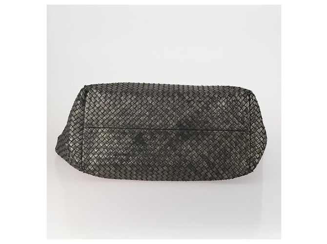 Borsa BOTTEGA VENETA INTRECCIATO in pelle nera argento Auth 201995 Nero - vista 5