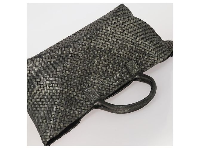 Borsa BOTTEGA VENETA INTRECCIATO in pelle nera argento Auth 201995 Nero - vista 6
