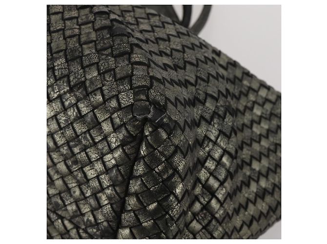 Borsa BOTTEGA VENETA INTRECCIATO in pelle nera argento Auth 201995 Nero - vista 9