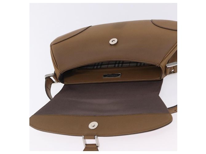 Borsa a tracolla BURBERRY in pelle marrone argento Auth 204741A - vista 11