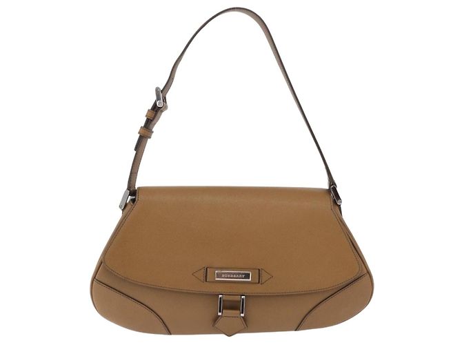 Borsa a tracolla BURBERRY in pelle marrone argento Auth 204741A - vista 13