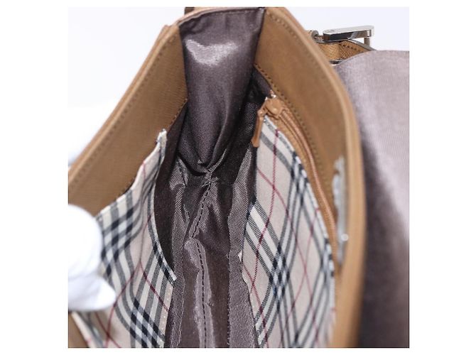 Borsa a tracolla BURBERRY in pelle marrone argento Auth 204741A - vista 23