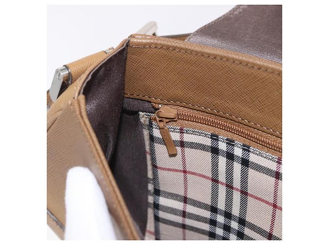 Borsa a tracolla BURBERRY in pelle marrone argento Auth 204741A - vista 24