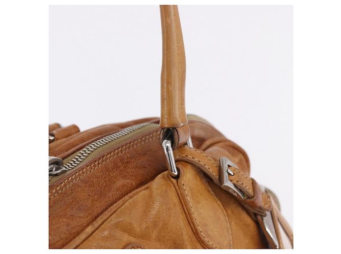 Borsa a mano PRADA in pelle marrone argento Auth am12592V - vista 17