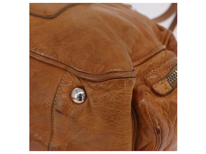 Borsa a mano PRADA in pelle marrone argento Auth am12592V - vista 25