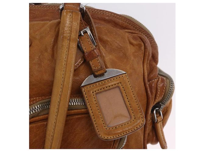 Borsa a mano PRADA in pelle marrone argento Auth am12592V - vista 28