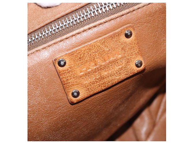 Borsa a mano PRADA in pelle marrone argento Auth am12592V - vista 29
