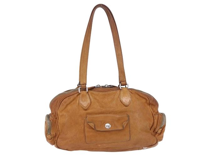 Borsa a mano PRADA in pelle marrone argento Auth am12592V - vista 3