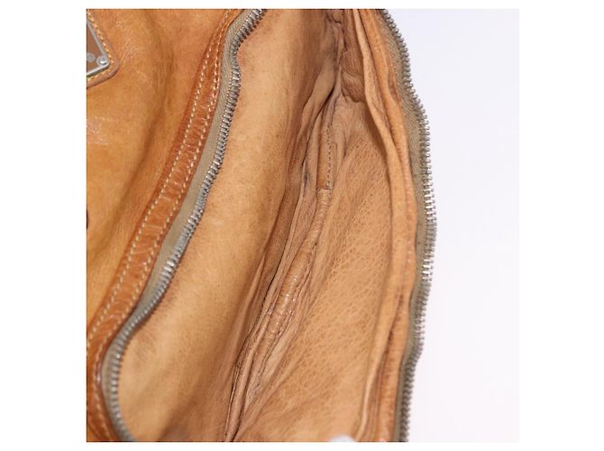 Borsa a mano PRADA in pelle marrone argento Auth am12592V - vista 35
