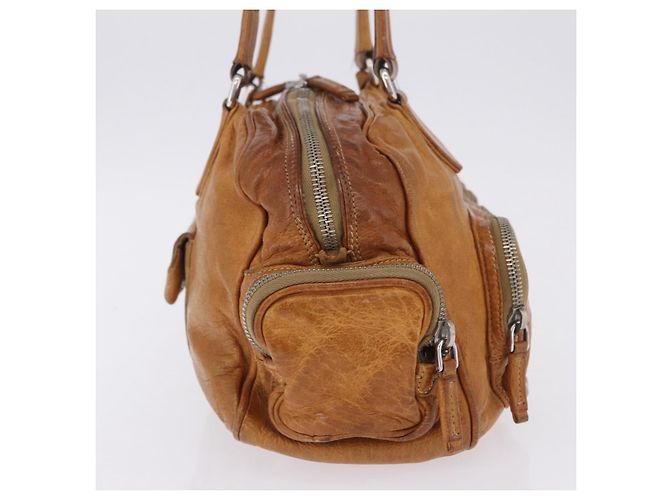 Borsa a mano PRADA in pelle marrone argento Auth am12592V - vista 5