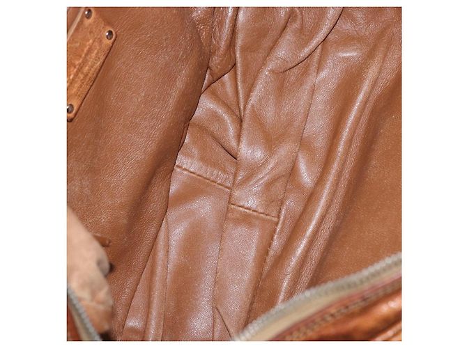 Borsa a mano PRADA in pelle marrone argento Auth am12592V - vista 9